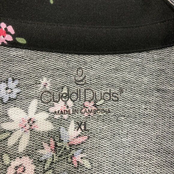 Cuddl Duds size XL Black Multi Floral Stretch Long Sleeve Blouse Comfy Relaxed - Picture 2 of 8
